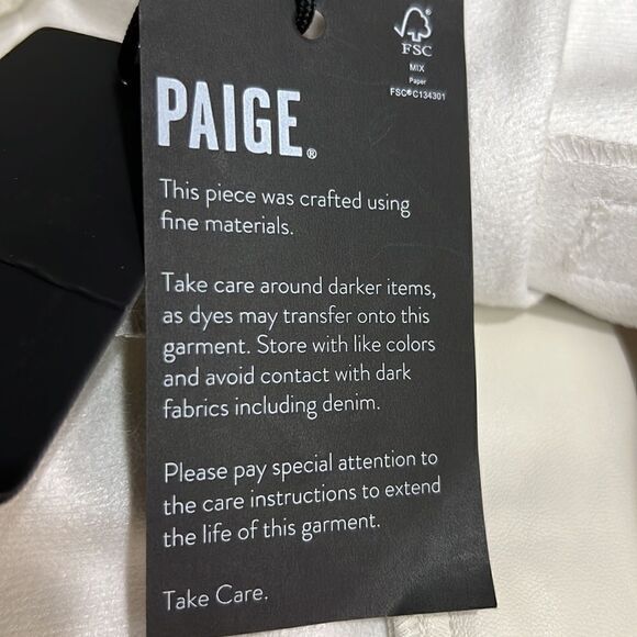 Paige’s Blanka Ecru pleather shorts size 10 NWT flawed - Picture 11 of 15